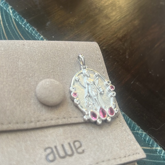 Brand new AWE INSPIRED LAKSHIMI pink topaz goddess pendant 925 Sterling silver - Picture 3 of 5